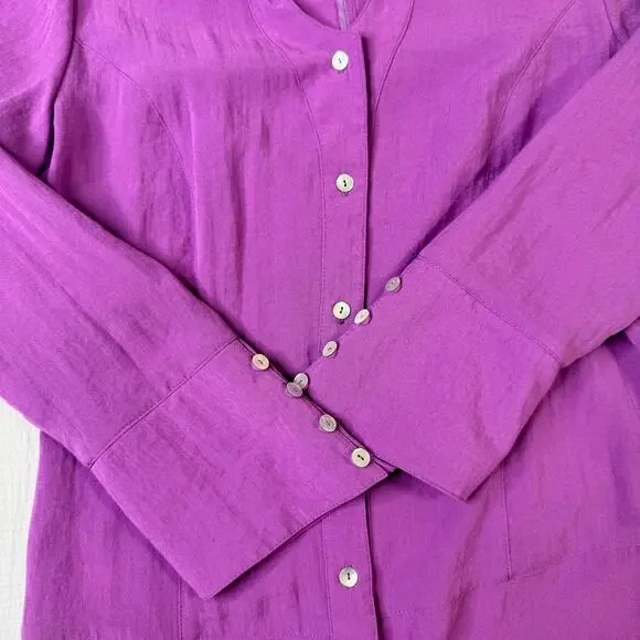 Fridaze Linen Button Blouse Purple Women’s XS Lagenlook Resort Coastal Vacation - Picture 11 of 15